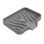 COFEST Home Decoration,Silicone Bathroom Soap Dishes with Drain Spout-Bathroom and Kitchen Sink Organizer,Sponge Holder,Dish Soap Tray,Perfect for Dispenser,Black,