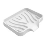 COFEST Home Decoration,Silicone Bathroom Soap Dishes with Drain Spout-Bathroom and Kitchen Sink Organizer,Sponge Holder,Dish Soap Tray,Perfect for Dispenser,Black,