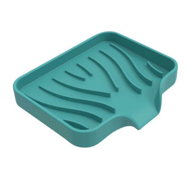 COFEST Home Decoration,Silicone Bathroom Soap Dishes with Drain Spout-Bathroom and Kitchen Sink Organizer,Sponge Holder,Dish Soap Tray,Perfect for Dispenser,Green,
