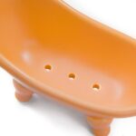 Coolmade 1 Piece 5.6"Ceramic Mini Clawfoot Bathtub Soap Dish Decortative Soap Dish Small Planter Makeup Organizer Container Hamster Bathtub (Orange)
