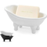 Coolmade 1 Piece 5.6"Ceramic Mini Clawfoot Bathtub Soap Dish Decortative Soap Dish Small Planter Makeup Organizer Container Hamster Bathtub (Orange)