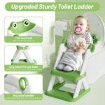 COOSEYA 2 in 1 Potty Training Toilet with Step Stool for Toddlers,Baby Seat with Splash Guard and Anti-Slip Pad (Frog/Green)