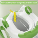 COOSEYA 2 in 1 Potty Training Toilet with Step Stool for Toddlers,Baby Seat with Splash Guard and Anti-Slip Pad (Frog/Green)