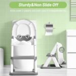 COOSEYA Potty Training Seat , Potty Training Toilet for Kids , Toddler Toilet Seat with Ladder, Children 12+ Months(Frog/Grey)