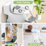 COOSEYA Potty Training Seat , Potty Training Toilet for Kids , Toddler Toilet Seat with Ladder, Children 12+ Months(Frog/Grey)