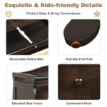 Costway 3 Drawer Baby Changing Table Infant Diaper Changing Station Wood with Safety Belt Brown