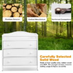 Costway 3 Drawer Baby Changing Table Infant Diaper Changing Station Wood with Safety Belt White