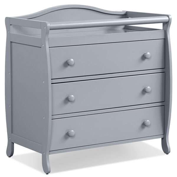 Costway 3 Drawer Baby Changing Table Infant Diaper Changing Station Wood with Safety Belt Grey