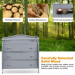 Costway 3 Drawer Baby Changing Table Infant Diaper Changing Station Wood with Safety Belt Grey