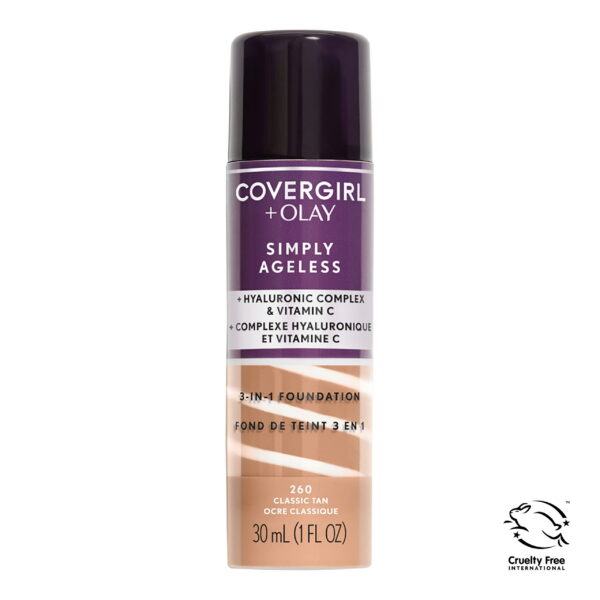 COVERGIRL + OLAY Simply Ageless 3-in-1 Liquid Foundation, 260 Classic Tan, 1 fl oz