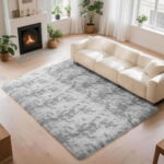 CozyDesg 5ft x 8ft Area Rugs, Soft Fluffy Area Rugs Floor Mat Floor Rugs for Living Room Bedroom Modern Decor Carpet, Light Gray