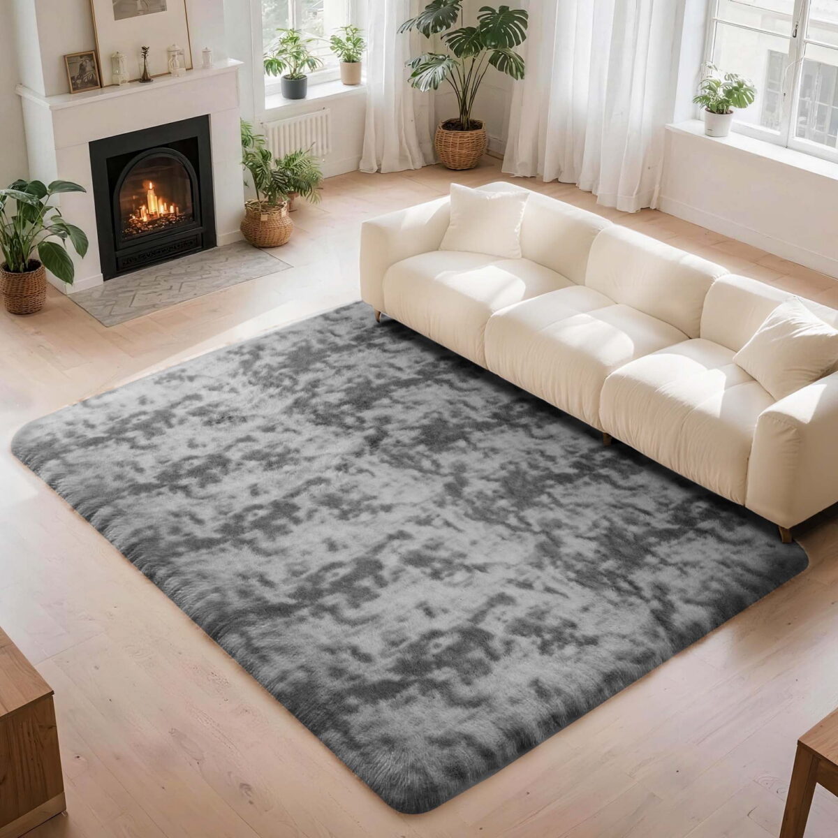 CozyDesg 5ft x 8ft Area Rugs, Soft Fluffy Area Rugs Floor Mat Floor Rugs for Living Room Bedroom Modern Decor Carpet, Dark Gray
