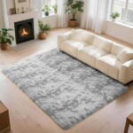 CozyDesg 5ft x 8ft Area Rugs, Soft Fluffy Area Rugs Floor Mat Floor Rugs for Living Room Bedroom Modern Decor Carpet, Light Gray