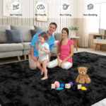 CozyDesg 8ft x 10ft Area Rugs, Soft Fluffy Area Rugs Floor Mat Floor Rugs for Living Room Bedroom Modern Decor Carpet, Blak Gray