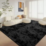 CozyDesg 8ft x 10ft Area Rugs, Soft Fluffy Area Rugs Floor Mat Floor Rugs for Living Room Bedroom Modern Decor Carpet, Blak Gray