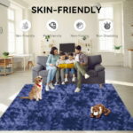 CozyDesg 8ft x 10ft Area Rugs, Soft Fluffy Area Rugs Floor Mat Floor Rugs for Living Room Bedroom Modern Decor Carpet,Navy Blue