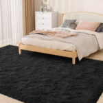 CozyDesg 8ft x 10ft Area Rugs, Soft Fluffy Area Rugs Floor Mat Floor Rugs for Living Room Bedroom Modern Decor Carpet, Black