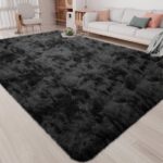CozyDesg 9ft x 12ft Area Rugs, Soft Fluffy Area Rugs Floor Mat Floor Rugs for Living Room Bedroom Modern Decor Carpet,Black Gray
