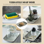 CozyNestFinds Soap Dish for Shower, Bar Soap Holder, Ceramic Soap Dishes for Bar Soap, Sponge Holder Soap Saver Soap Tray for Bathroom Kitchen Sink, 5.5 Inch, Gray