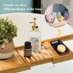 CozyNestFinds Soap Dish for Shower, Bar Soap Holder, Ceramic Soap Dishes for Bar Soap, Sponge Holder Soap Saver Soap Tray for Bathroom Kitchen Sink, 5.5 Inch, Black