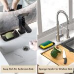 CozyNestFinds Soap Dish for Shower, Bar Soap Holder, Ceramic Soap Dishes for Bar Soap, Sponge Holder Soap Saver Soap Tray for Bathroom Kitchen Sink, 5.5 Inch, Black