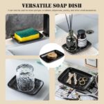 CozyNestFinds Soap Dish for Shower, Bar Soap Holder, Ceramic Soap Dishes for Bar Soap, Sponge Holder Soap Saver Soap Tray for Bathroom Kitchen Sink, 5.5 Inch, Black
