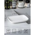 CozyNestFinds Soap Dish for Shower, Bar Soap Holder, Ceramic Soap Dishes for Bar Soap, Sponge Holder Soap Saver Soap Tray for Bathroom Kitchen Sink, 5.5 Inch, White