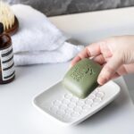 CozyNestFinds Soap Dish for Shower, Bar Soap Holder, Ceramic Soap Dishes for Bar Soap, Sponge Holder Soap Saver Soap Tray for Bathroom Kitchen Sink, 5.5 Inch, White