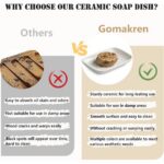 CozyNestFinds Soap Dish for Shower, Bar Soap Holder, Ceramic Soap Dishes for Bar Soap, Sponge Holder Soap Saver Soap Tray for Bathroom Kitchen Sink, 5.5 Inch, White