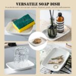 CozyNestFinds Soap Dish for Shower, Bar Soap Holder, Ceramic Soap Dishes for Bar Soap, Sponge Holder Soap Saver Soap Tray for Bathroom Kitchen Sink, 5.5 Inch, White