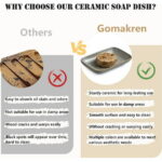 CozyNestFinds Soap Dish for Shower, Bar Soap Holder, Ceramic Soap Dishes for Bar Soap, Sponge Holder Soap Saver Soap Tray for Bathroom Kitchen Sink, 5.5 Inch, Gray