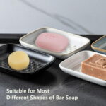 CozyNestFinds Soap Dish, Shower Soap Holder, Ceramic Soap Dishes for Bar Soap Sponge Shampoo, Soap Saver Tray for Bathroom Kitchen Sink Counter, 5.5 Inch, Beige
