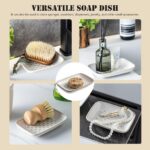 CozyNestFinds Soap Dish, Shower Soap Holder, Ceramic Soap Dishes for Bar Soap Sponge Shampoo, Soap Saver Tray for Bathroom Kitchen Sink Counter, 5.5 Inch, Beige