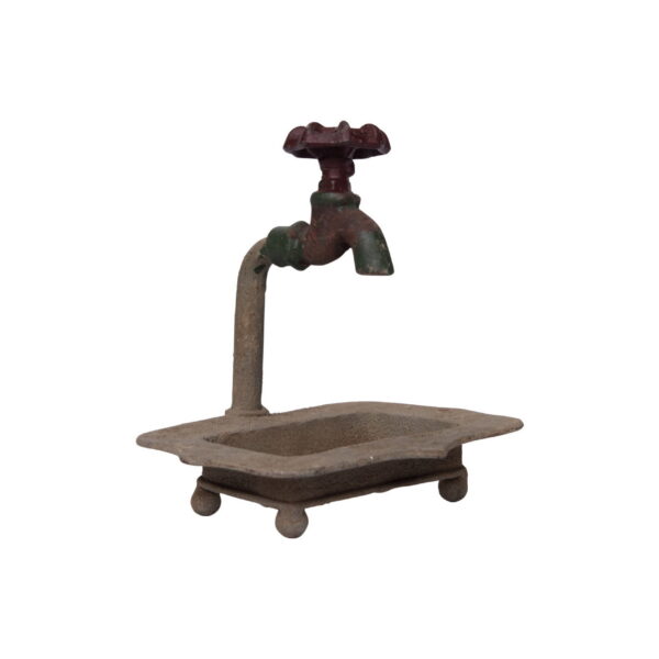 Creative Co-Op Rustic Metal Soap Dish with Faucet
