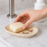 Creative Home Curvy Collection Genuine Natural Champagne Marble Soap Dish