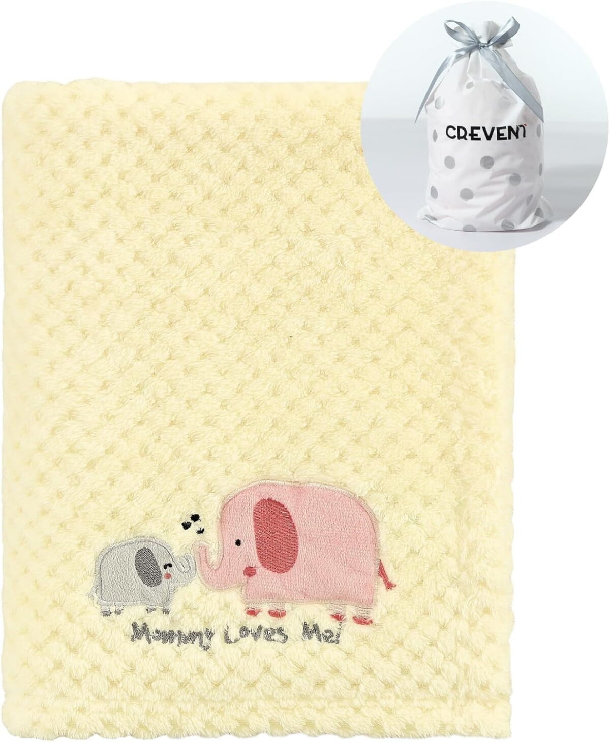CREVENT 30''X40'' Cute Warm Baby Blanket for Girls Infants Toddlers' Bedding Crib Cot Stroller, Baby Shower Birthday Newborn's Gift, 75X100cm, Yellow Elephant