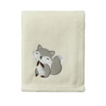 CREVENT 30''X40'' Light Cozy Plush Fluffy Warm Fleece Receiving Baby Blanket for Infant Toddler Crib Cot Stroller, Baby Birthday Ivory Fox