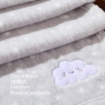 CREVENT 30''X40'' Light Cozy Plush Fluffy Warm Fleece Receiving Baby Blanket for Infant Toddler Crib Cot Stroller, Baby Birthday Ivory Fox