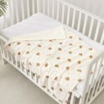 CREVENT 30''X40'' Organic Muslin Cotton Baby Blanket for Newborns, Soft Mink Backing, Essential for Baby Shower Birthday Gift - Bear 75X100cm