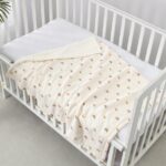 CREVENT 30''X40'' Organic Muslin Cotton Baby Blanket for Newborns, Soft Mink Backing, Essential for Baby Shower Birthday Gift - Moon 75X100cm