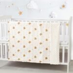 CREVENT 30''X40'' Organic Muslin Cotton Baby Blanket for Newborns, Soft Mink Backing, Essential for Baby Shower Birthday Gift - Bear 75X100cm