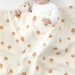 CREVENT 30''X40'' Organic Muslin Cotton Baby Blanket for Newborns, Soft Mink Backing, Essential for Baby Shower Birthday Gift - Mushroom 75X100cm