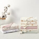 CREVENT 30''X40'' Organic Muslin Cotton Baby Blanket for Newborns, Soft Mink Backing, Essential for Baby Shower Birthday Gift - Bear 75X100cm
