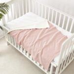 CREVENT 30''X40'' Organic Muslin Cotton Baby Blanket for Newborns, Soft Mink Backing, Essential for Baby Shower Birthday Gift - Pink 75X100cm