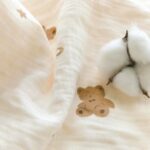 CREVENT 30''X40'' Organic Muslin Cotton Baby Blanket for Newborns, Soft Mink Backing, Essential for Baby Shower Birthday Gift - Bear 75X100cm