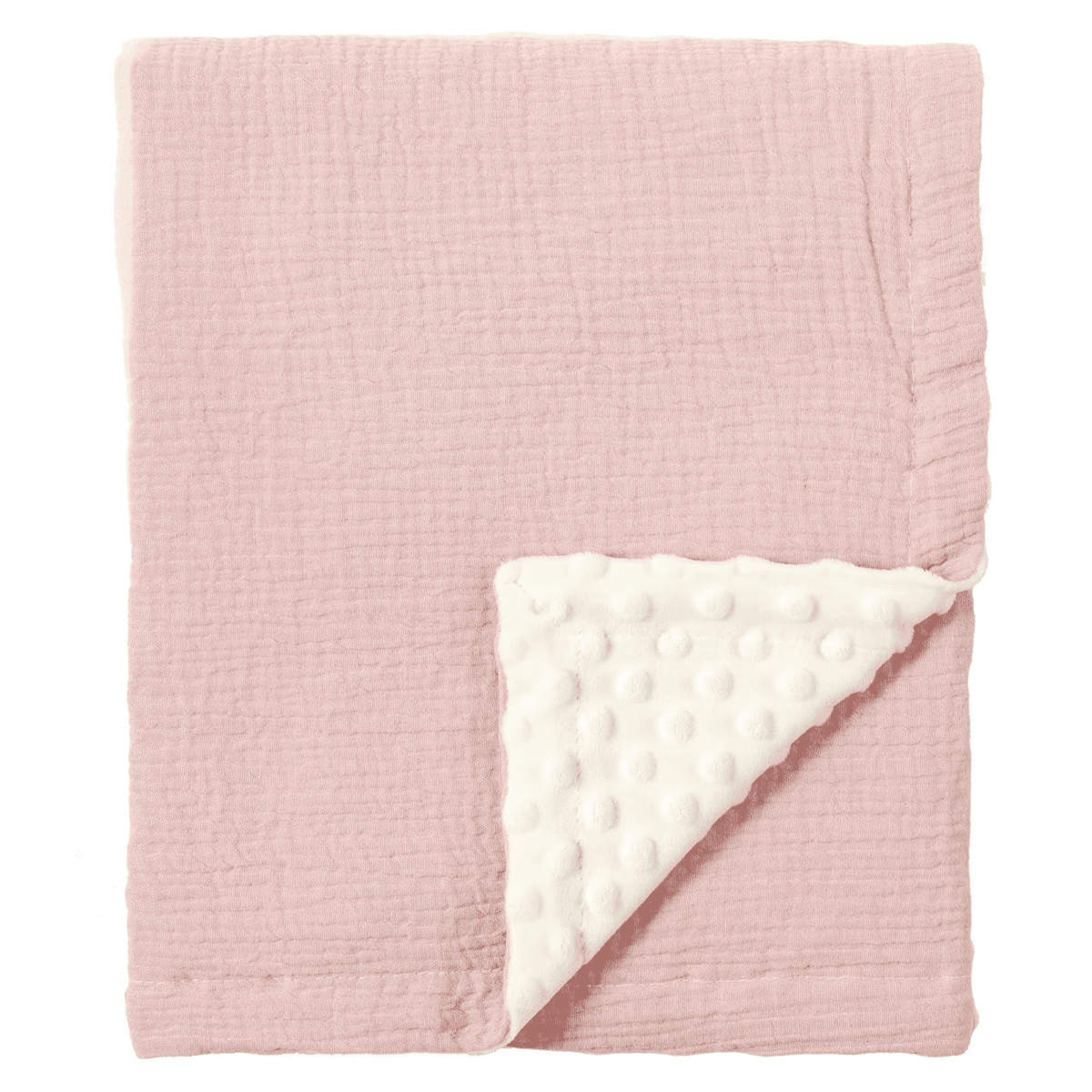 CREVENT 30''X40'' Organic Muslin Cotton Baby Blanket for Newborns, Soft Mink Backing, Essential for Baby Shower Birthday Gift - Pink 75X100cm