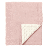 CREVENT 30''X40'' Organic Muslin Cotton Baby Blanket for Newborns, Soft Mink Backing, Essential for Baby Shower Birthday Gift - Pink 75X100cm