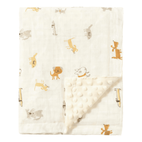 CREVENT 30''X40'' Organic Muslin Cotton Baby Blanket for Newborns, Soft Mink Backing, Essential for Baby Shower Birthday Gift - Animal 75X100cm