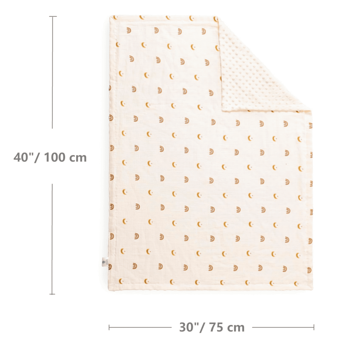 CREVENT 30''X40'' Organic Muslin Cotton Baby Blanket for Newborns, Soft Mink Backing, Essential for Baby Shower Birthday Gift - Moon 75X100cm