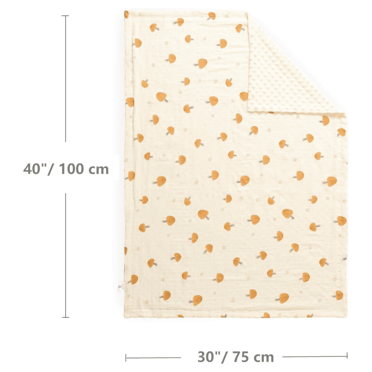 CREVENT 30''X40'' Organic Muslin Cotton Baby Blanket for Newborns, Soft Mink Backing, Essential for Baby Shower Birthday Gift - Mushroom 75X100cm